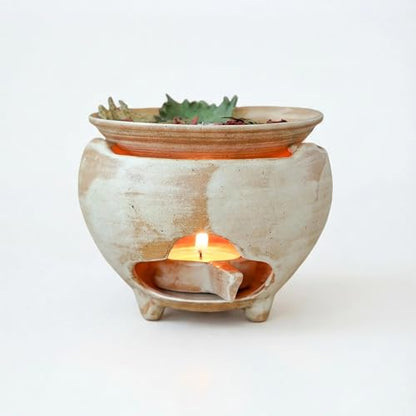 Ceramic Tealight Wax Melt Warmer & Essential Oil Burner, Aromatherapy Tealight Diffuser for Wax Melts, Oils & Dried Botanicals, Japandi Home Fragrance Decor for Bedroom, Burner Only(3pcs)