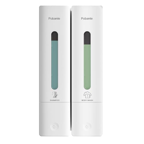 Shampoo Dispenser for Shower - Shower Soap Dispenser Wall Mounted No Drill - Shampoo Body Wash Dispenser 2 Chamber - Easy Install for Bathroom Hotel White 800ml - color: White 2 Chamber
