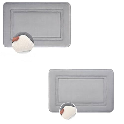 Bathroom Rugs Set 2 Piece, 20" x 32" + 16" x 24" Memory Foam Bath Mat Set, Soft Absorbent Quick Dry Non Slip Washable Bathroom Rugs for Tub, Shower, Sink & Vanity, Grey - color: Grey（h1 Mat） - 32 X 20 Inch - 2 Pack