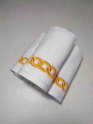 Generic Embroidered Terry Velour Fingertip Towel Set - Quick-Drying, Highly Absorbent, Ultra-Soft, 11 x 18 inches, 3-Pack for Kitchen and Bathroom, Ideal for Gifts and Travel (3, White 3), Small - color: White 3