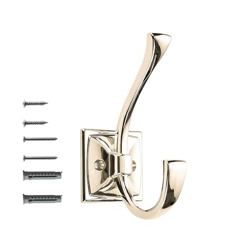 Wall Hooks,5 Pack Coat Hooks Hardware Towel Hooks for Hanging Coats Polished Nickel Robe Hooks Wall Mounted with Screws for Key, Towel, Bags, Cup. - color: Polished Nickel