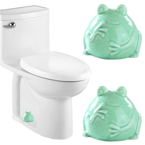 Ceramic Frog Toilet Bolt Covers Decorative, Set of 2 Tall Toilet Bolt Caps,Cute Frog Toilet Screw Cover Caps, Toilet Caps for Bottom of Toilet for Bathroom Decor, Easy to Install (Cyan) - color: Cyan