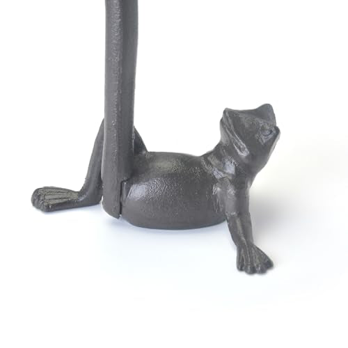 Cast Iron Frog Frog Leg Paper Towel Holder, Stable & Durable, Cute Funny Animal Vintage Metal Roll Tissue Standing Countertop for Kitchen（Black）