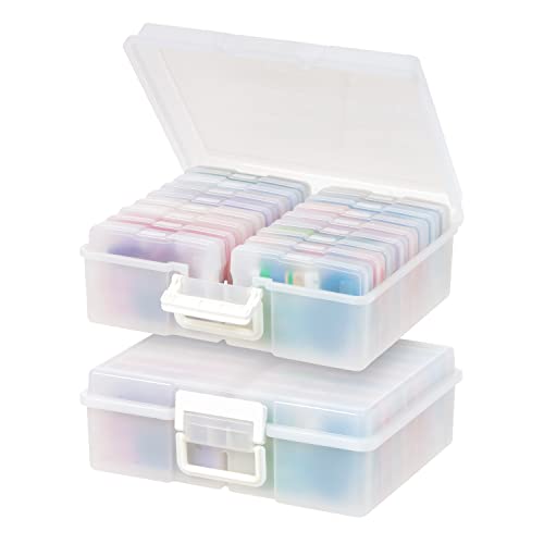IRIS USA Photo Storage Box |Made in USA| 16 Cases - (2-Pack) - Pearl | Fits 4" x 6" Pictures / Built-In Handle / Organizing Containers for Tasks, Stickers, Ephemera & Flashcards - color: Pearl, size: 16 Cases (4x6), style: Handle Box (2 - Pack)