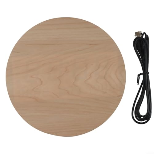 Wooden Silent Non-Ticking Wall Clock, Wood Moon Cordless Aesthetic Modern Alarm, Large LED Digital Round Clock for Living Room Bedroom -Display With Date,Temperature&Calendar(Brown Rechargeable) - size: Brown Rechargeable