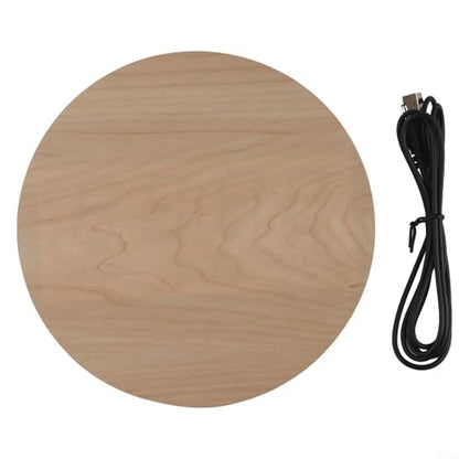Wooden Silent Non-Ticking Wall Clock, Wood Moon Cordless Aesthetic Modern Alarm, Large LED Digital Round Clock for Living Room Bedroom -Display With Date,Temperature&Calendar(Brown Rechargeable) - size: Brown Rechargeable
