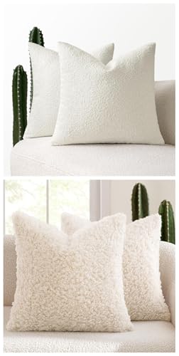 MIULEE Set of 2 White Throw Pillow Covers 18x18 Inch Pack of 2 White Throw Pillow Covers 18x18 Inch