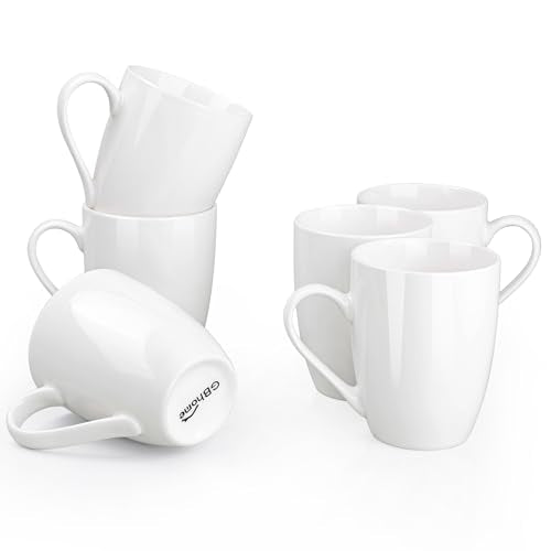 GBhome White Coffee Mugs Set of 6, 12 oz Ceramic Coffee Cups | Classic COffee Mugs for Home,Office&Restaurant,Tea/Espresso/Cappuccino. Dishwasher&Microwave Safe - color: Off White 2, size: 12 oz (6 Piece Set)