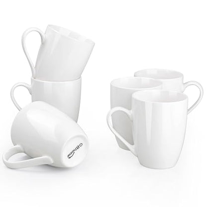 GBhome White Coffee Mugs Set of 6, 12 oz Ceramic Coffee Cups | Classic COffee Mugs for Home,Office&Restaurant,Tea/Espresso/Cappuccino. Dishwasher&Microwave Safe - color: Off White 2, size: 12 oz (6 Piece Set)