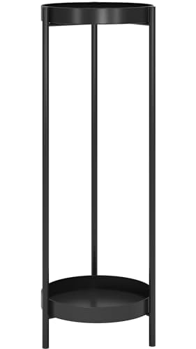 30" Plant Stand, 2 Tier Metal Flower Plants Holder with 2 Removable Display | Easy Install for Indoor or Outdoor,Pot Plant Planter Display(30 X 10in,Black) - color: Black