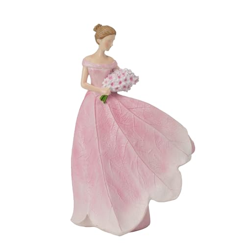 Guichifun Fairy Statue, Modern Table Decor, Pink, 5 x 3 x 7.5 Inch | Leaf Angel Girls, Resin, Living Room Office Sculpture, Indoor Rustic Figurines - color: Pink-flower, size: Small