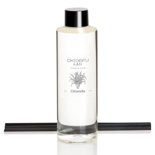 Chloefu LAN Citronella Essential Oil Diffuser Refill 6.76 fl oz Natural Oil - Best for SPA and Home, 0% Alcohol, Summer Camping Scented Oil for Patio, Garden, Balcony - color: Citronella