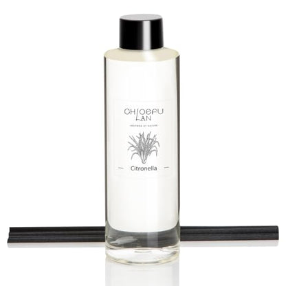 Chloefu LAN Citronella Essential Oil Diffuser Refill 6.76 fl oz Natural Oil - Best for SPA and Home, 0% Alcohol, Summer Camping Scented Oil for Patio, Garden, Balcony - color: Citronella