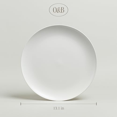 over&back Coupe Stoneware Serving Platter - Elegant 1-Piece Round Serving Platter to Complete Your Kitchen Set - 13.1" x 13.1" - Semi-Matte White - color: White, size: Round Platter
