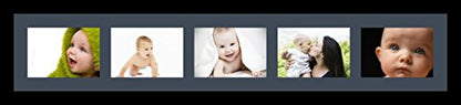 ArtToFrames Collage Photo Frame Single Mat with 5-5x7 Openings and Satin Black Frame. - color: 5 - 5x7 - (2138), size: Blue Jay