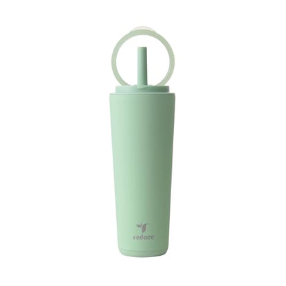 REDUCE Halo 24 oz Stainless Steel Vacuum Insulated Tumbler - Spill Proof Travel Mug with Flip Handle Lid - Keeps Drinks Cold for 32 Hrs - Dishwasher Safe - Cupholder Friendly - Matcha - color: Matcha, size: 24 Ounces