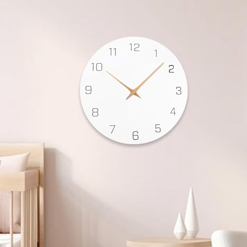 Wall Clock Minimalist Wooden Wall Clock Silent Non Ticking Decorative Hanging Clock Easy Read Dial Wood Suitable for Living Room, Arabic Numerals