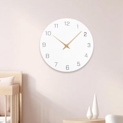 Wall Clock Minimalist Wooden Wall Clock Silent Non Ticking Decorative Hanging Clock Easy Read Dial Wood Suitable for Living Room, Arabic Numerals