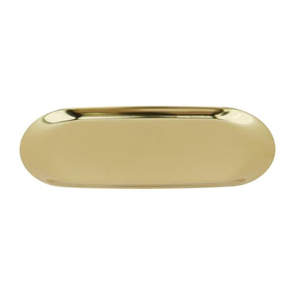 Dnyta 2Pcs Stainless Steel Decorative Tray, Decor Jewelry Dish for Dresser | Bathroom Decor Makeup Serving Trays Cosmetics Home Decor for Dresser, Keys Watch Wallet Trinket (9"x3.7", Oval, Gold) - style: Oval gold style (1pcs)