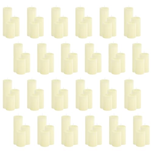 72-Pack Ivory 2-Inch Wide Pillar Candles, Bulk Set of 3 Heights (3, 4, 6 Inch), Dripless Unscented Smokeless Hurricane Candles for Creating Warm Elegant Atmosphere at Weddings and Events. - color: 72 Flat-top, size: 2 x 3/4/6 Inch