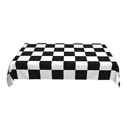 Worltoldb Checkered Polyester Tablecloth, 90" x 60" Rectangular, Water Resistant, Perfect for Dining Table, Kitchen, Wedding, All-Season - color: White12