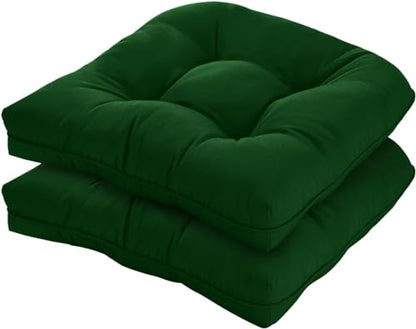 2 Pack Patio Chair Cushion 19x19x3 Inch Indoor & Outdoor Chair Cushions Waterproof Seat Cushion for Patio Furniture Tieless Anti-Slip Tufted Chair Cushion(Dark Green) - color: Dark Green