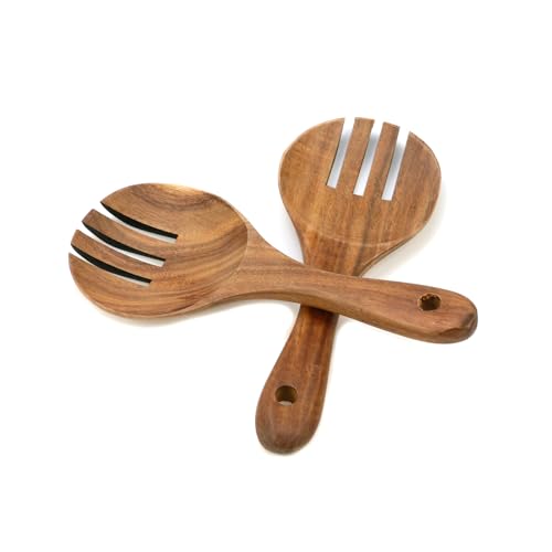 MY MIRONEY 2PCS Acacia Salad Forks | Wooden Salad Server 7.48" Wood Claws for Serving, Mixing, Cooking