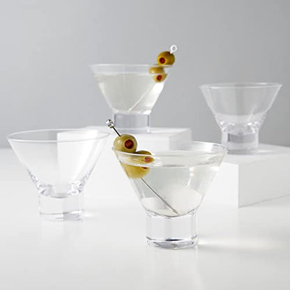 Viski Crystal Stemless Martini Glasses - Fun Cocktail Glasses, Crystal Clear Coupe Glass Gift Set, 7.5 oz, Martini Glasses Set of 4 - style: Stemless Martini Glasses