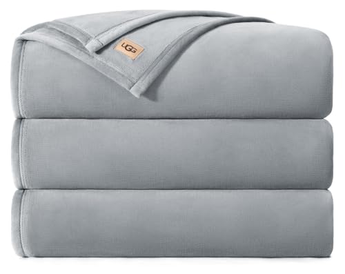 UGG Coco King Bed Blanket, Lightweight Fleece Blanket, 110" x 92", Gray | Fits King and California King Beds, Guest Room Use, All-Season, Gifts for Women and Men, Grey Bedroom Decor - color: Gray, size: King
