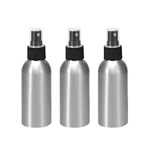 uxcell 3pcs 4oz/120ml Aluminium Spray Bottle with Black Fine Mist Sprayer, Empty Refillable Container Travel Bottle for Kitchen Bathroom or Plants Water Sprayer - color: Black, size: 4 Ounces
