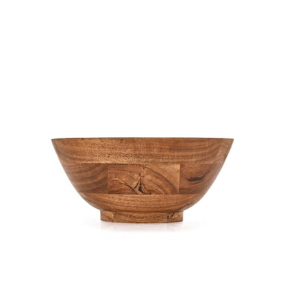 EDHAS Fruit Bowl Acacia Wood Round Shaped Serving Bowl for Salad, Vegetables and Fruit,Single (9" x 9" x 4")