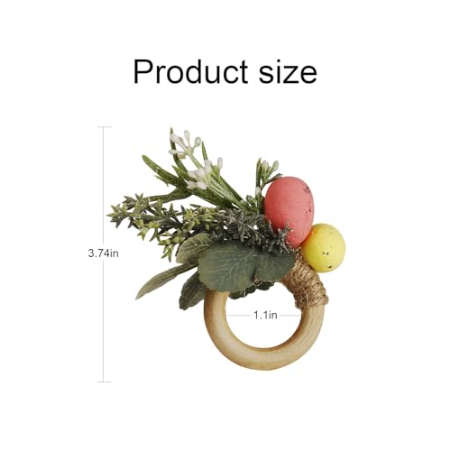 Easter Egg Napkin Rings Set of 4 with Leaves | Jute Wooden Buckle Napkins Holder | Beautiful Addition to Your Easter Day Celebration | Ideal for Kitchen, Dinner Party, Festival Decor - style: Easter Egg