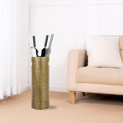 21 inch Heavy Duty Metal Umbrella Stand - Durable Storage Holder for Umbrellas - Indoor and Outdoor Use - Stylish and Modern Organizer for Entryways. (Gold Lace) - color: Gold Lace
