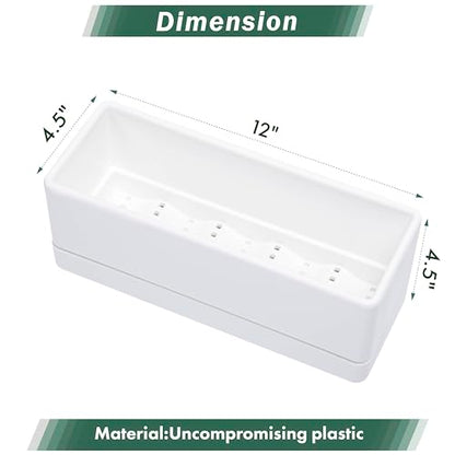 D'vine Dev Rectangular Planter, 12 x 4.5 in, White, Set of 1, 76-X-A-1 | Minimalist Design, Large Planting Capacity, Drainage Holes & Saucer, Thick-Walled Durable Build, Ideal for Windowsills - color: White