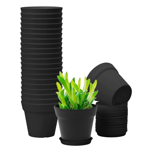 20 Pack 4 inch Plant pots, planters for Indoor Plants, Flower pots, Black - color: 4-black, size: 4 inch