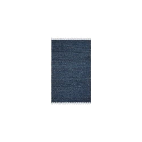 SAFAVIEH Natural Fiber Collection Accent Rug - 2' x 3', Navy, Handmade Boho Fringe Woven Jute, Ideal for High Traffic Areas in Entryway, Living Room, Bedroom (NF368N) - color: Navy, size: 2' x 3' (Rectangular)