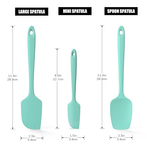 Doosu 12in Kitchen Tong for Cooking - 600°F Heat Resistant Food Tong with Non-Scratch Silicone Tips & 3-Piece Silicone Spatula Set Kitchen Food Grade BPA Free Baking Supplies Cooking Tools (Aqua Sky)