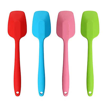 4-piece Silicone Spoon Spatulas + 3-piece Silicone Tongs Set