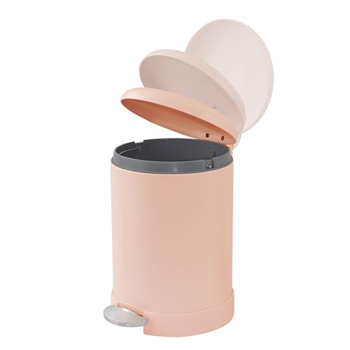 Glad Small Trash Can, 1.2 Gallon | Round Stainless Steel Garbage Bin with Soft Close Lid & Step Foot Pedal | Metal Waste Basket with Removable Inner Bucket, Rust - color: Rust