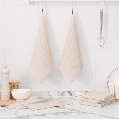 Homaxy 100% Cotton Waffle Weave Dish Cloths, 12 Pack, Beige | Soft and Absorbent Dish Towels, 12 x 12 Inches Quick Dry Dish Rags - color: Begie, size: 12 x 12 - 12 Pack
