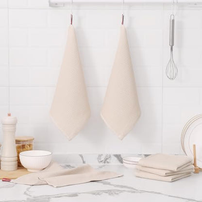 Homaxy 100% Cotton Waffle Weave Dish Cloths, 12 Pack, Beige | Soft and Absorbent Dish Towels, 12 x 12 Inches Quick Dry Dish Rags - color: Begie, size: 12 x 12 - 12 Pack