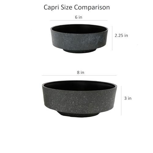 The HC Companies 6 Inch Round Plastic Succulent Capri Bowl 6"x6"x2.25" in Faux Concrete Color - color: Faux Concrete, size: 6"