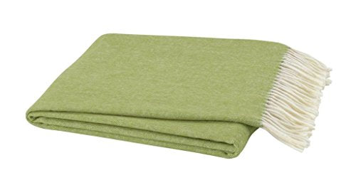 Lands Downunder All-Season, Luxury Lemongrass Herringbone Throw – Soft Woven Throw with Decorative Fringe – Made in Italy – 51”W x 67”L - Over 80 Colors - Perfect for Gifting - color: Lemongrass