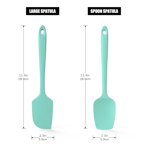 Doosu 7in Kitchen Tong for Cooking - 600°F Heat Resistant Food Tong with Non-Scratch Silicone Tips & 600°F Heat Resistant Silicone Spatula Set of 2 for Kitchen Cooking Baking Stirring (Aqua Sky)