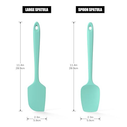 Doosu 7in Kitchen Tong for Cooking - 600°F Heat Resistant Food Tong with Non-Scratch Silicone Tips & 600°F Heat Resistant Silicone Spatula Set of 2 for Kitchen Cooking Baking Stirring (Aqua Sky)