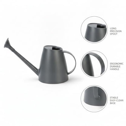 1.8L Long Spout Watering Can for Indoor Plants, Durable PP Plastic Pot Waterer with Precise Flow Control for Home Garden, Balcony & Windowsill - color: Gray