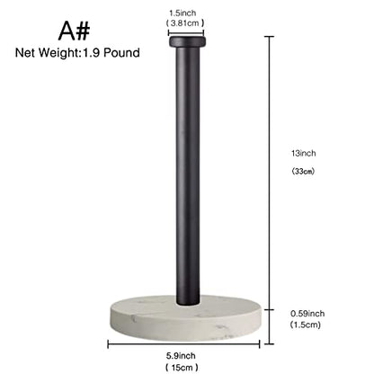 Paper Towel Holder Countertop, Standing Paper Towel Roll Holder for Kitchen Bathroom, with Weighted Marble Base for One-Handed Operation (Black), Black Paper Towel Holder, Marble - color: Black-dd