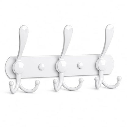 YUNISS Coat Rack Wall Mounted，3 Tri Stainless Steel Coat Hook for Coat Hat Robes Towel in Mudroom Entryway (White, 1 Pack 3 Hook) - color: White, size: 1 Pack 3 Hook