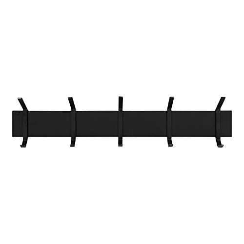 Kate and Laurel Rossmore Farmhouse 5-Hook Wall Hanging Coat Rack, Black, Modern Hanging Rack for Coats, Bags, Or Pots and Pans - color: Black
