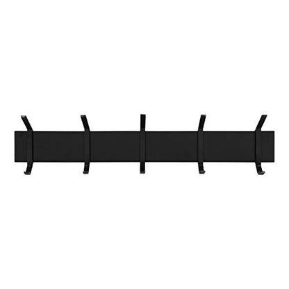 Kate and Laurel Rossmore Farmhouse 5-Hook Wall Hanging Coat Rack, Black, Modern Hanging Rack for Coats, Bags, Or Pots and Pans - color: Black